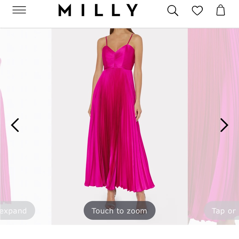 Milly Hallie Satin Pleated dress